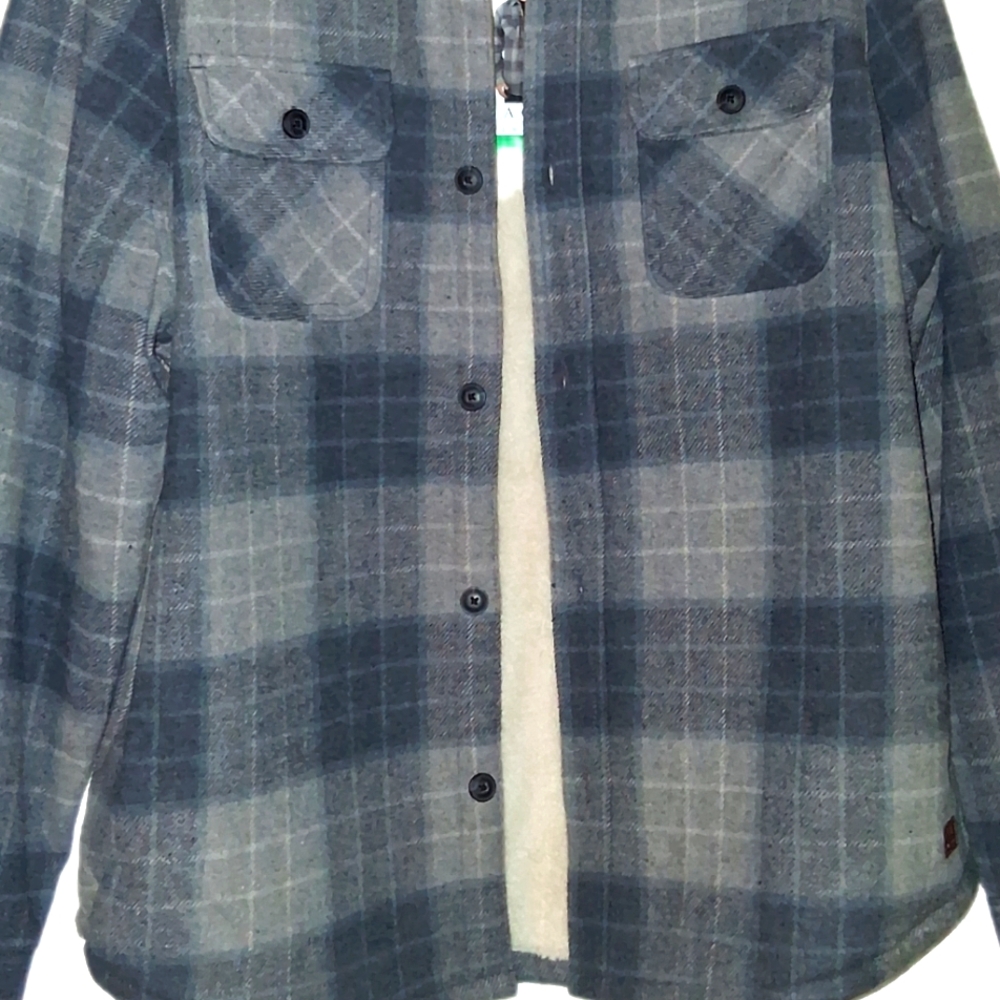 MEN'S JACHS NY WOOL BLEND QUILTED SHERPA LINED GRAY PLAID SHIRT JACKET. XL. - Picture 4 of 10
